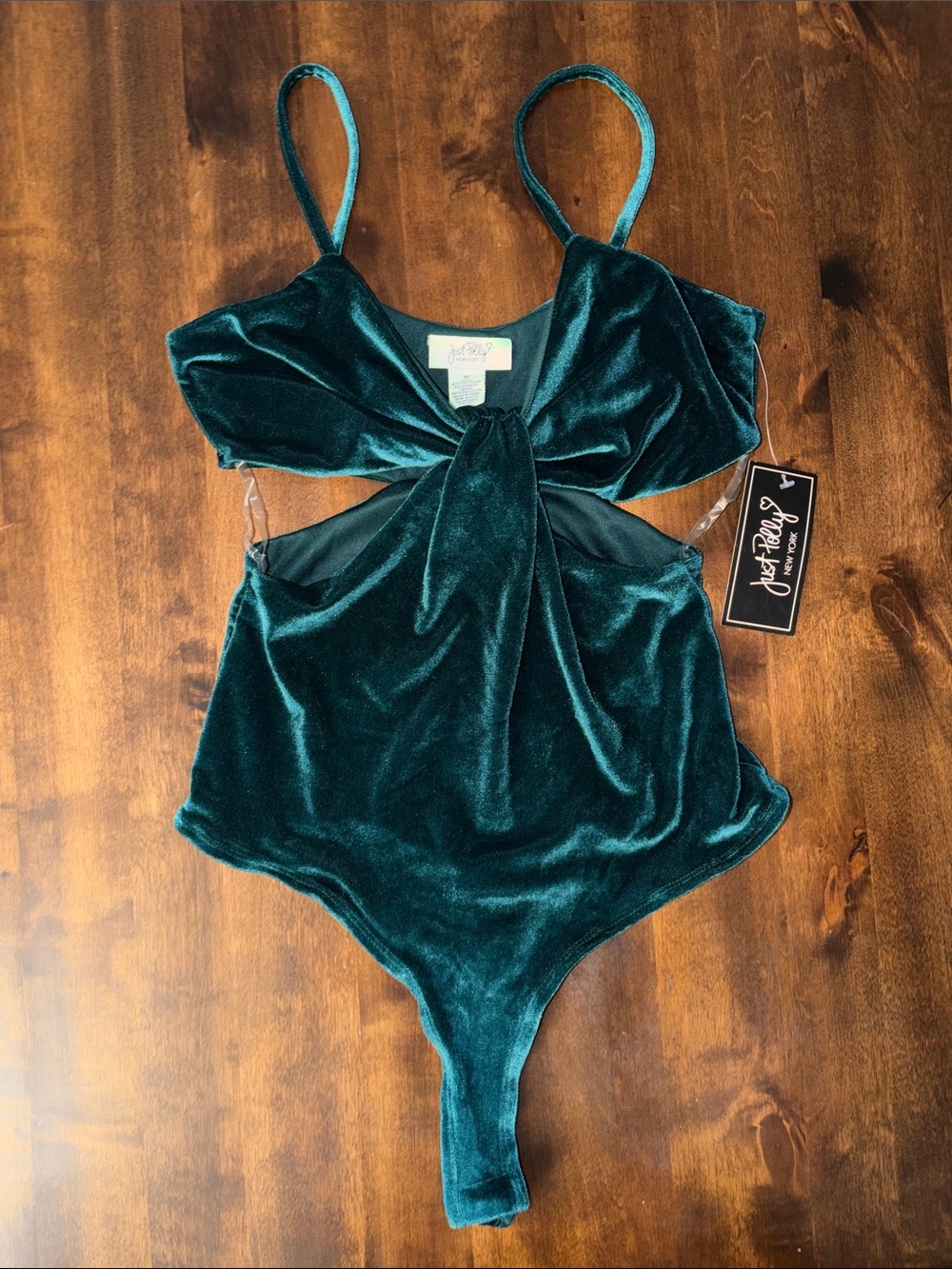 Sexy Green Velvet Side Cut Out Bodysuit NWT Medium